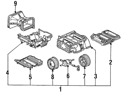 1993 Honda Accord Blower Motor & Fan Motor Assembly, Blower Diagram for 79310-SM4-A01