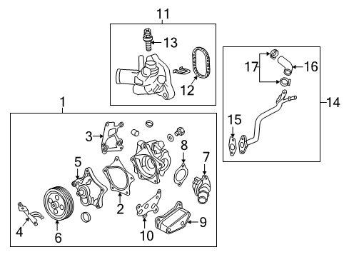 2016 Chevrolet Malibu Cooling System, Radiator, Water Pump, Cooling Fan Thermostat Unit Diagram for 12673413