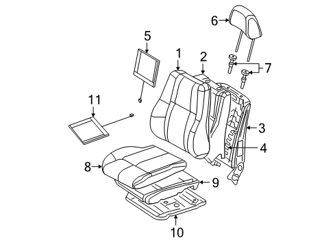 2007 Jeep Grand Cherokee Front Seat Components Seat Cushion Foam Diagram for 5161387AA