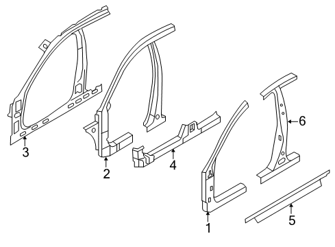 2009 Hyundai Sonata Center Pillar, Hinge Pillar, Rocker Panel Assembly-Side SILL Inner RH Diagram for 65180-0A500