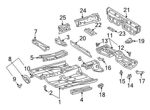 2002 Toyota MR2 Spyder Floor & Rails Crossmember Diagram for 57103-17030