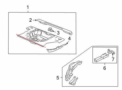 2005 Chevrolet Classic Rear Body - Floor & Rails Panel Asm, Rear Compartment Service Diagram for 12335382