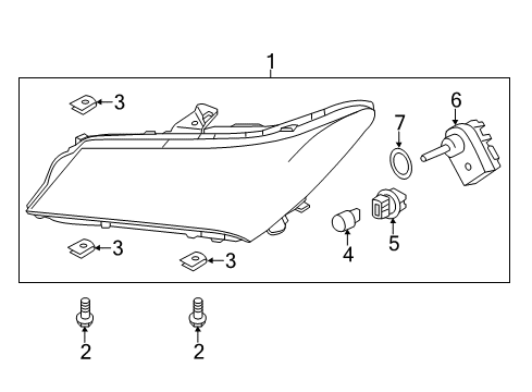 2014 Acura MDX Headlamps Passenger Side Headlight Led Diagram for 33100-TZ5-A01