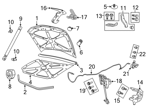 2009 Pontiac G8 Hood & Components Latch Diagram for 92258586