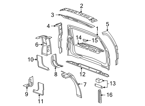 2008 GMC Yukon Rear Body Sill Mount Bracket Diagram for 25946269