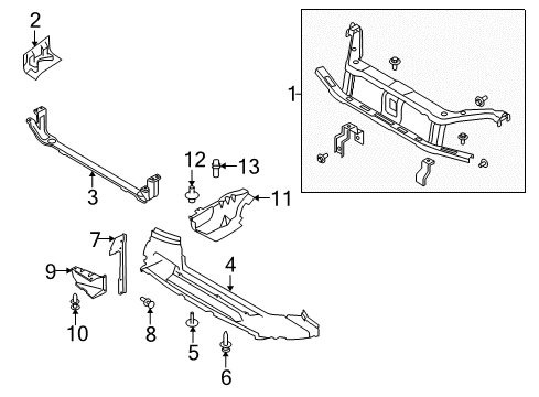 2008 Ford Focus Radiator Support Mount Bracket Diagram for 8S4Z-6A036-A