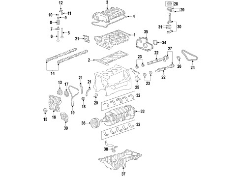 2009 Chevrolet Colorado Engine Parts, Mounts, Cylinder Head & Valves, Camshaft & Timing, Variable Valve Timing, Oil Pan, Oil Pump, Balance Shafts, Crankshaft & Bearings, Pistons, Rings & Bearings Bearings Diagram for 12588053