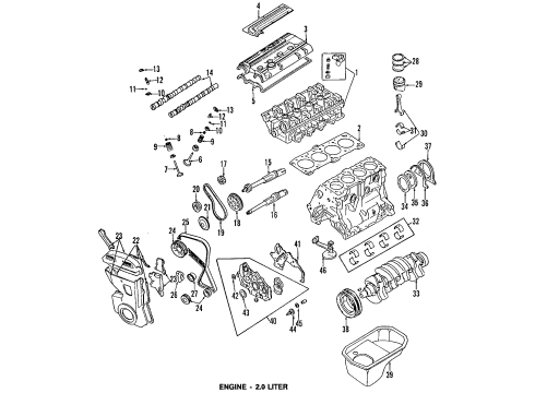 1998 Eagle Talon Engine Parts, Mounts, Cylinder Head & Valves, Camshaft & Timing, Oil Pan, Oil Pump, Balance Shafts, Crankshaft & Bearings, Pistons, Rings & Bearings Pan-Engine Oil Diagram for 4777335