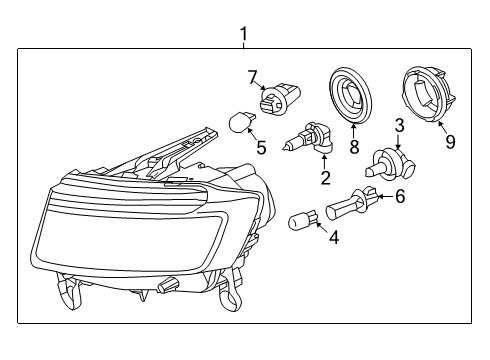 2019 Jeep Grand Cherokee Headlamps Part Diagram for 68266647AF