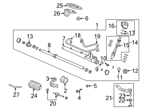 1996 Acura Integra Steering Column & Wheel, Steering Gear & Linkage Valve Sub-Assembly, Steering Diagram for 53641-ST7-A61