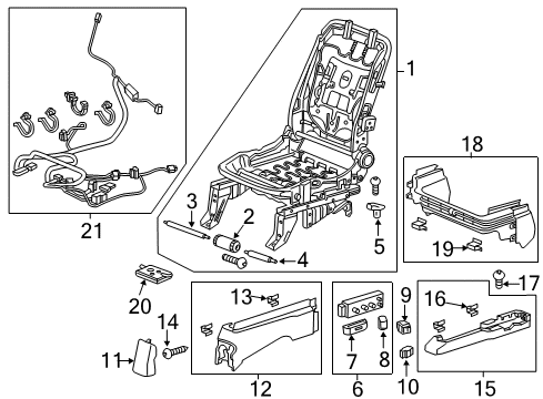 2011 Honda Odyssey Power Seats Switch Assembly, Seat Memory Diagram for 35961-TK8-A01