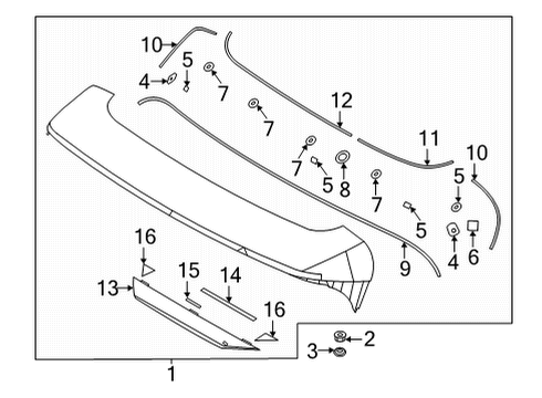 2022 Hyundai Santa Fe Rear Spoiler Clip 1-Roof Moulding Diagram for 872192W000