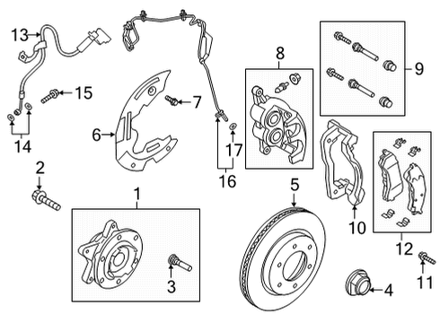 2021 Ford Bronco Brake Components Wheel Stud Diagram for ACPZ-1107-C