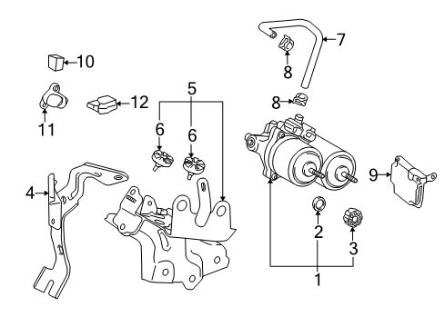 2016 Toyota Prius V Hydraulic System Master Cylinder Assembly Diagram for 47050-47360