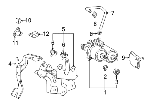 2013 Toyota Prius V ABS Components Pump Assy, Brake Booster Diagram for 47070-12020