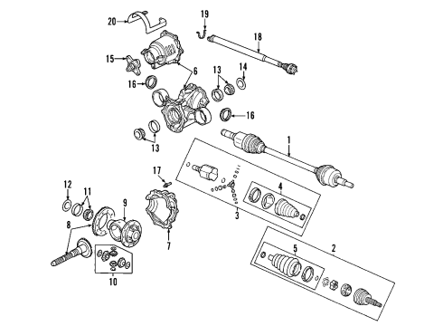 2006 Saturn Vue Rear Axle Shafts & Joints, Differential, Propeller Shaft Boot Kit, Rear Wheel Drive Shaft Cv Joint Diagram for 22674177