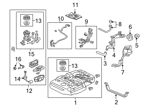 2007 Honda Odyssey Fuel Supply Band, Rear Fuel Tank Mounting Diagram for 17522-SHJ-A00