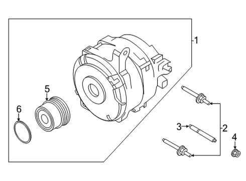 2021 Ford Bronco Alternator Alternator Mount Stud Diagram for -W719468-S442