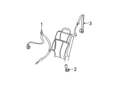 2002 GMC Envoy XL Seat Belt Rear Seat Belt Kit Center (Retractor Side) *Pewter Diagram for 88950971