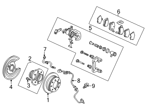 2006 Honda Accord Rear Brakes Caliper Sub-Assembly, Right Rear (Reman) Diagram for 43018-SDR-A00RM