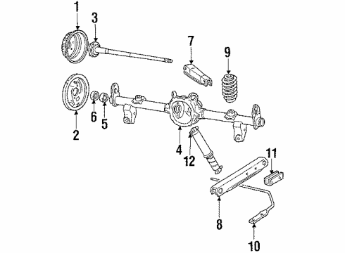 1984 Chevrolet Caprice Rear Brakes Rear Axle Lower Control Arm Assembly Diagram for 10000887