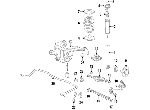 2006 BMW M3 Rear Suspension Components, Lower Control Arm, Upper Control Arm, Ride Control, Stabilizer Bar, Trailing Arm Stabilizer Link Diagram for 33552283743