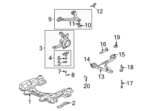 2002 Honda S2000 Front Suspension, Lower Control Arm, Upper Control Arm, Stabilizer Bar, Suspension Components Nut, Self-Lock Cam (12MM) Diagram for 51393-S2A-020