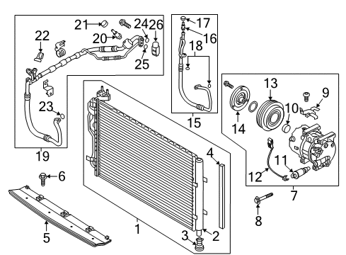 2014 Kia Soul A/C Condenser, Compressor & Lines Bolt-Compressor Mounting Diagram for 977143M000