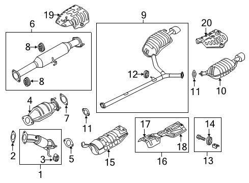 2013 Kia Optima Exhaust Components Protector-Heat Center Diagram for 287873Q330