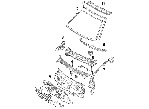 1988 Toyota Corolla Cowl Windshield Wiper Arm Assembly Diagram for 85210-12251