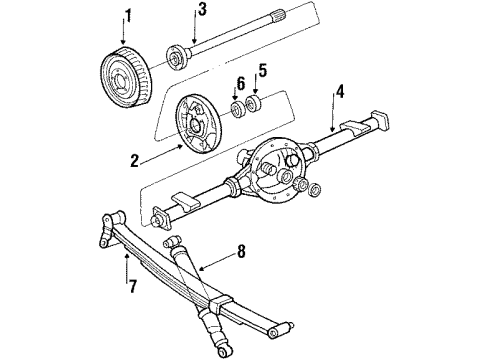 1984 GMC G2500 Rear Suspension Components, Drive Axles Plate, Rear Brake Backing Diagram for 14055279