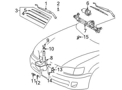 2000 Toyota Camry Wiper & Washer Components Plate, WIPER Rubber Backing Diagram for 85224-AA020