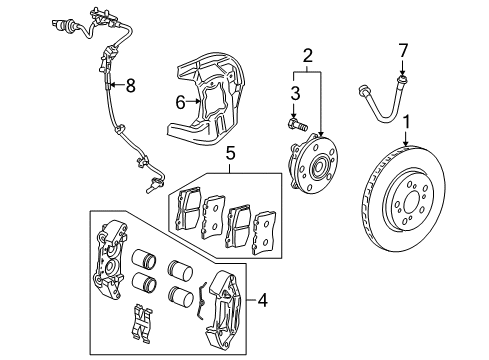 2005 Acura RL Brake Components Caliper Sub-Assembly, Passenger Side Diagram for 45018-SJA-A02