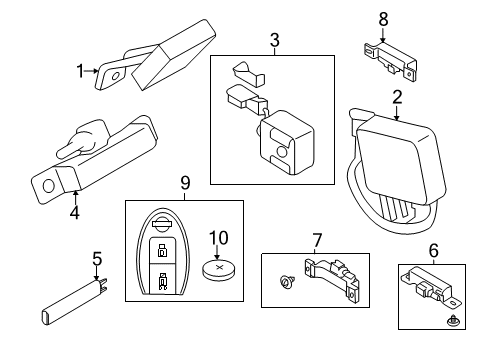 2011 Nissan Leaf Keyless Entry Components Switch Assembly - Smart KEYLESS Diagram for 285E3-1KM0D