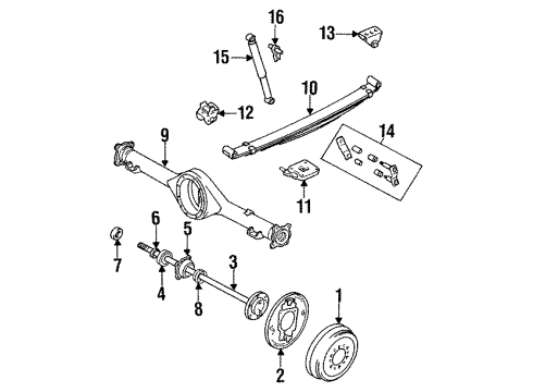 1995 Toyota Pickup Rear Brakes Shock Upper Bracket Diagram for 48505-35030