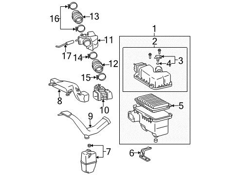 2004 Lexus RX330 Powertrain Control Inlet, Air Cleaner, NO.2 Diagram for 17752-0A030