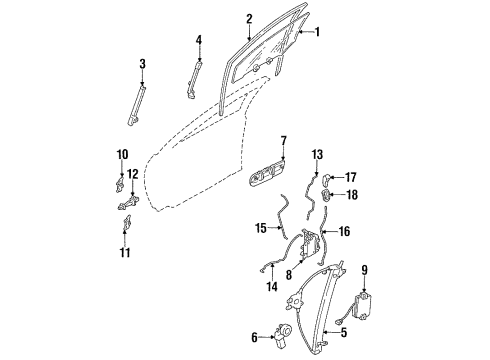 1991 Nissan Maxima Front Door Glass & Hardware Door Inside Handle Assembly, Right Diagram for 80670-85E00