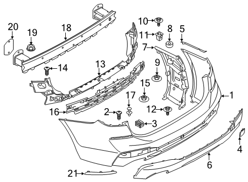 2019 BMW 640i xDrive Gran Turismo Rear Bumper Reflector Right Diagram for 63147391648