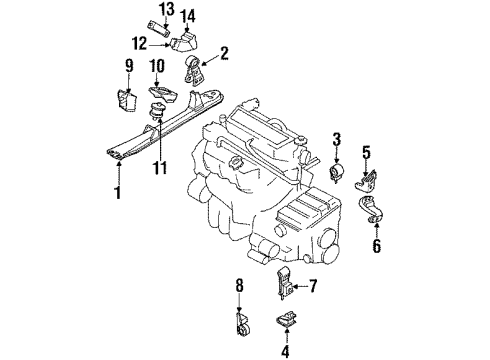 1986 Nissan Maxima Engine Mounting Engine Mounting Bracket Assembly, Rear Diagram for 11332-16E04