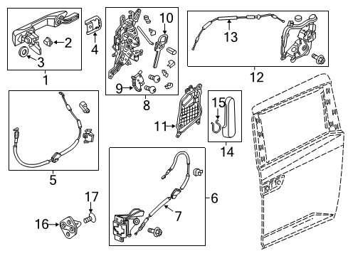 2011 Honda Odyssey Sliding Door Regulator Assembly Right, Rear Diagram for 72710-TK8-A02