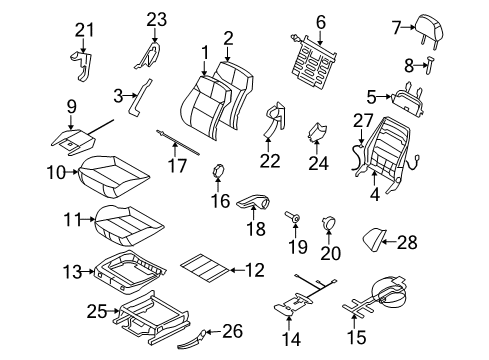 2008 Saturn Astra Driver Seat Components Pad, Front Seat Cushion Diagram for 13115626