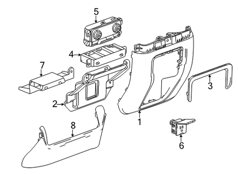 2021 GMC Yukon Center Console Protector Diagram for 84525839