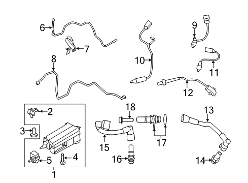 2019 Ford Transit-350 HD Emission Components Rear Oxygen Sensor Diagram for GK4Z-9G444-A