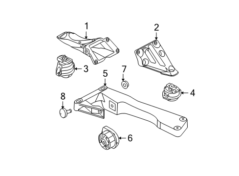 2008 BMW 535xi Engine & Trans Mounting Engine Mount Right Diagram for 22116776676