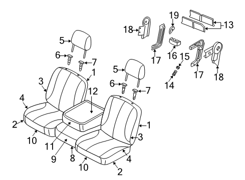 2005 Dodge Ram 2500 Front Seat Components Front Seat Center Cushion Diagram for 1BQ561DVAA
