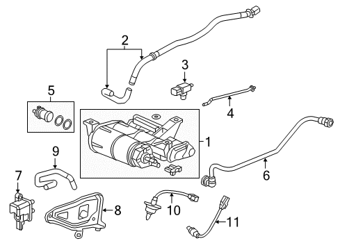 2016 Honda Civic Powertrain Control Set, Canister Assembly Diagram for 17011-TBA-A01