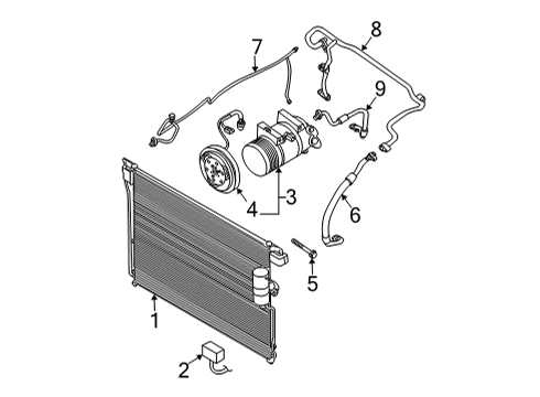 2022 Nissan Frontier A/C Condenser, Compressor & Lines CONDENSER & LIQUID TANK ASSY Diagram for 92100-9BU0A