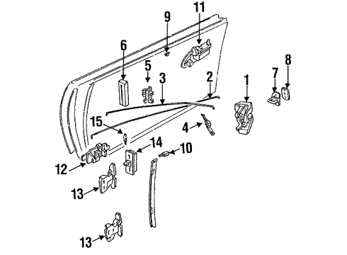 1998 Mitsubishi 3000GT Lock & Hardware Cylinder Lock Front Door Lock Diagram for MR193837