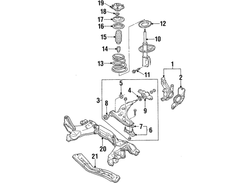 1999 Mercury Tracer Front Suspension Components, Lower Control Arm, Stabilizer Bar Strut Diagram for XS4Z-18124-CA