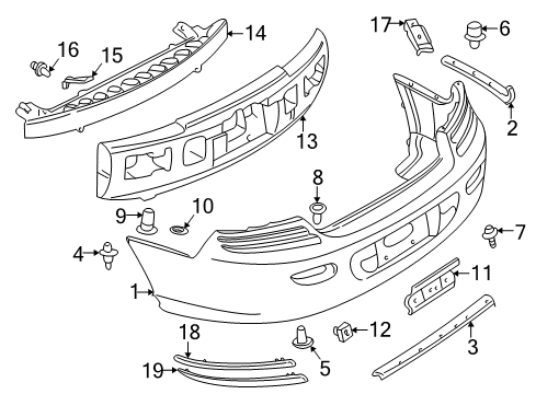 2002 Dodge Stratus Rear Bumper HEADLAMP FASCIA Diagram for MR416994